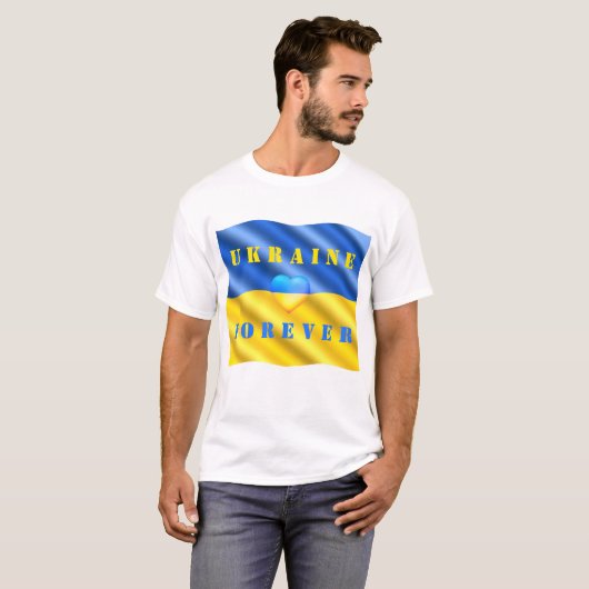 Oekraïne voor altijd T-shirt Oekraïense vlag steun (Voorkant volledig)