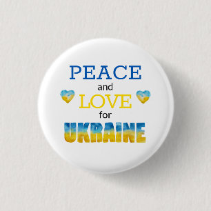 Oekraïne Vrede Liefde Blauw Geel Hart Knop Ronde Button 3,2 Cm