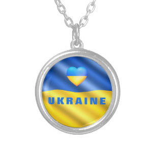 Oekraïne - vrede - Oekraïense vlag - steun vrijhei Zilver Vergulden Ketting