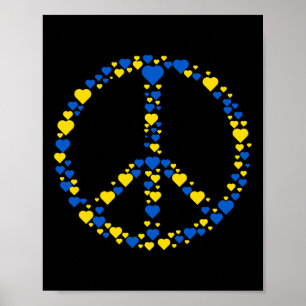 Oekraïne Vredesteken Blauwe En Gele Harten Steun Poster