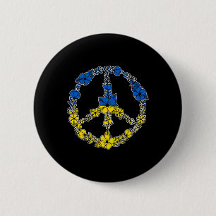 Oekraïne Vredesteken Bloemen In Blauw En Geel Oekr Ronde Button 5,7 Cm