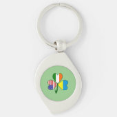 Oekraïne VS Ierland Shamrock Vlag Sleutelhanger (Voorkant)