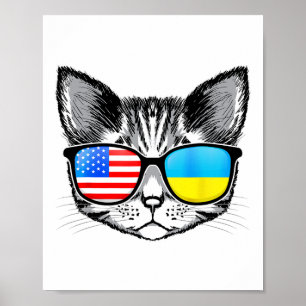 Oekraïne VS Vlag Roots Kat Oekraïens Amerikaans Vo Poster