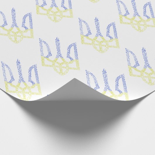 Oekraïne wapen trident tryzub spiraal patroon cadeaupapier (Hoek)