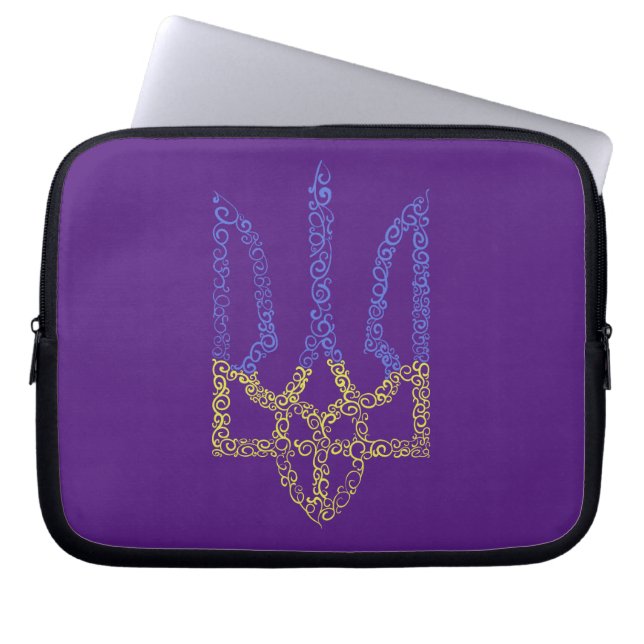Oekraïne wapen trident tryzub spiraal patroon laptop sleeve (Voorkant)