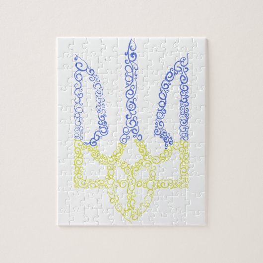 Oekraïne wapen trident tryzub spiraal patroon legpuzzel (Verticaal)