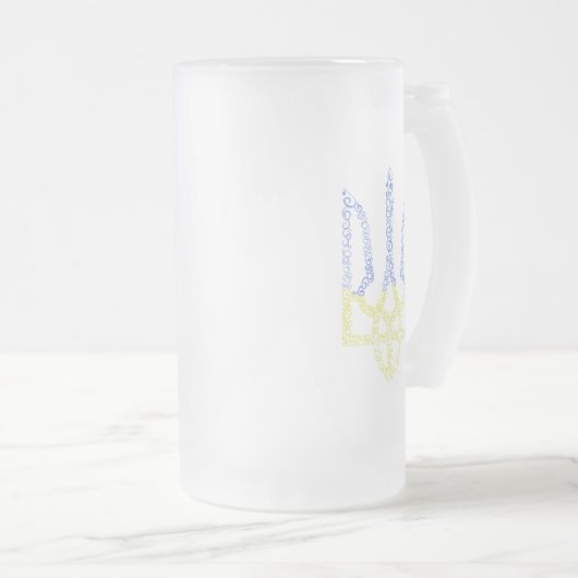 Oekraïne wapen trident tryzub spiraal patroon matglas bierpul (Voorkant rechts)