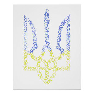 Oekraïne wapen trident tryzub spiraal patroon perfect poster