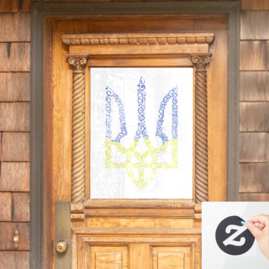 Oekraïne wapen trident tryzub spiraal patroon raamsticker (Huis Deur)