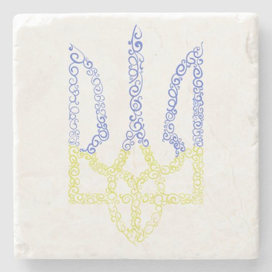 Oekraïne wapen trident tryzub spiraal patroon stenen onderzetter (Voorkant)