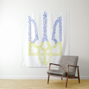 Oekraïne wapen trident tryzub spiraal patroon wandkleed