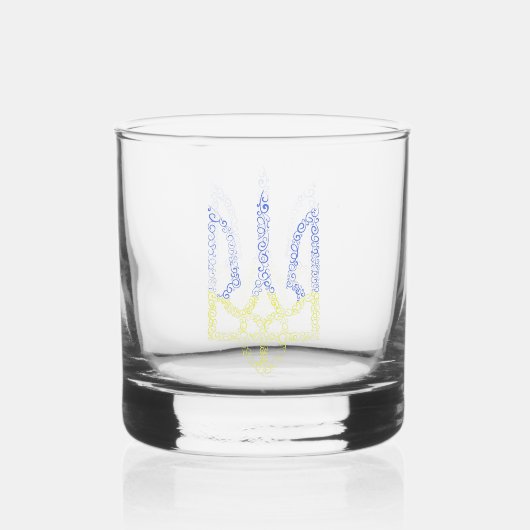 Oekraïne wapen trident tryzub spiraal patroon whisky glas (Voorkant)