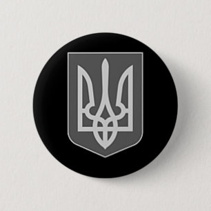 Oekraïne Wapen Zilveren Drietand Embleem Zelensk Ronde Button 5,7 Cm