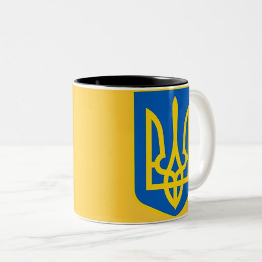 OEKRAÏNE WAPENKAT TWEEKLEURIGE KOFFIEMOK (Voorkant rechts)