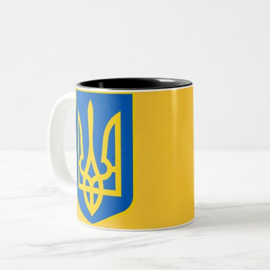 OEKRAÏNE WAPENKAT TWEEKLEURIGE KOFFIEMOK (Voorkant links)