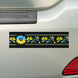 Oekraïne waterverf zonnebloem blauw geel vlag bumpersticker