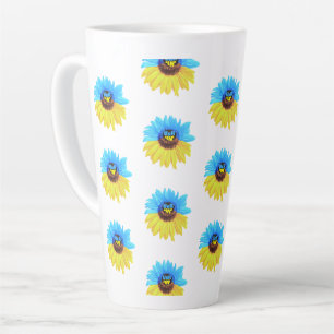Oekraïne waterverf zonnebloem blauw geel vlag latte mok