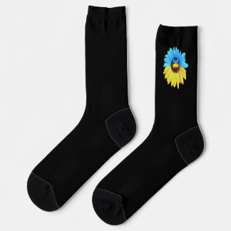 Oekraïne waterverf zonnebloem blauw geel vlag sokken