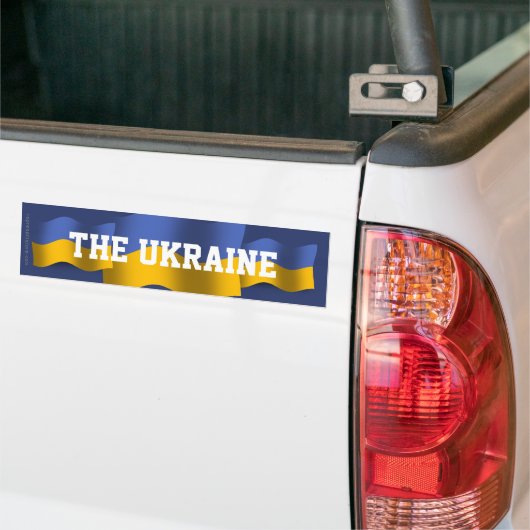 Oekraine Waving Flag Bumpersticker (Op Truck)