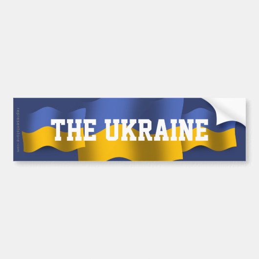 Oekraine Waving Flag Bumpersticker (Voorkant)