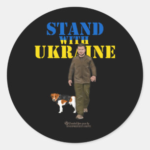 Oekraïne Wolodymyr Selenskyj Beschermheer Sta Bij  Ronde Sticker