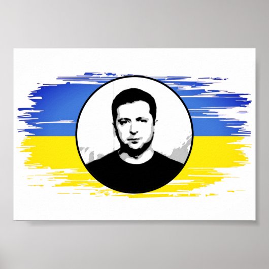 Oekraïne Zelenskyy blue yellow vlag Poster (Voorkant)