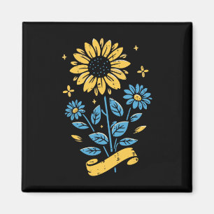 Oekraïne Zonnebloem Blauw Geel Oekraïense Vrouwen Magneet