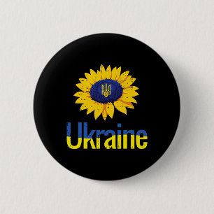 Oekraïne Zonnebloem Drietand Tryzoeb Oekraïens Sym Ronde Button 5,7 Cm