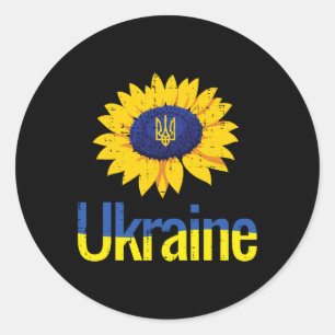Oekraïne Zonnebloem Drietand Tryzub Oekraïens Symb Ronde Sticker