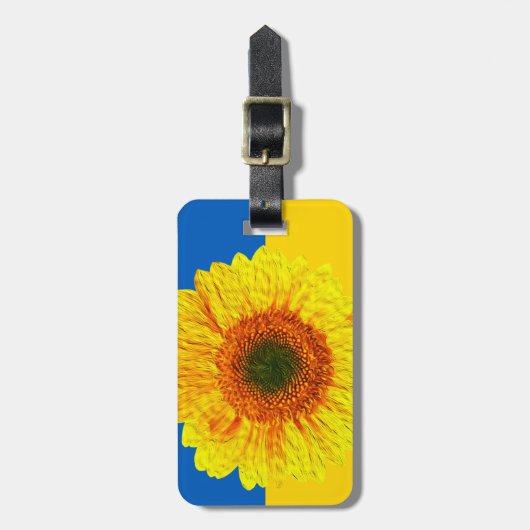 Oekraïne - Zonnebloem en Oekraïense vlag / Bloem Bagagelabel (Voorkant verticaal)