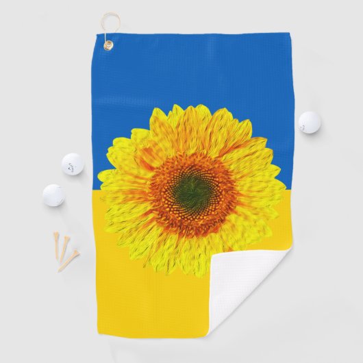 Oekraïne - Zonnebloem en Oekraïense vlag / Bloem Golfhanddoek (Insitu)