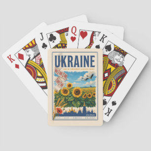 Oekraïne Zonnebloem Gouden Koepel Illustratie Reis Pokerkaarten