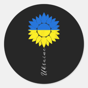 Oekraine Zonnebloem Oekraïense Vlag Ik Sta Achter Ronde Sticker