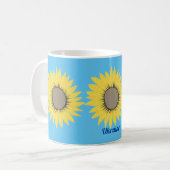 Oekraïne zonnebloemgeel en blauw bloempatroon koffiemok (Voorkant links)