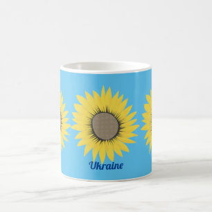 Oekraïne zonnebloemgeel en blauw bloempatroon koffiemok