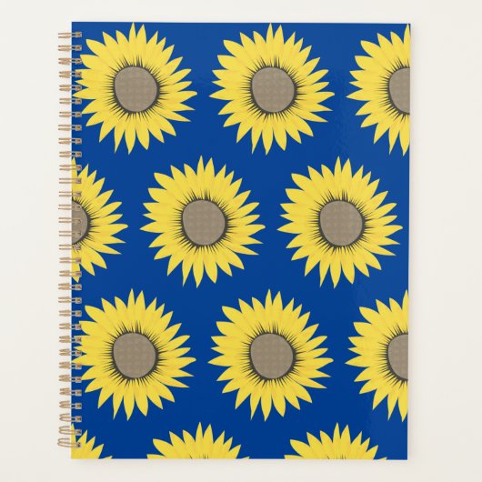 Oekraïne zonnebloemgeel en blauw bloempatroon planner (Voorkant)