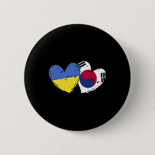 Oekraïne Zuid-Korea Hart Vlaggen Oekraïense Koreaa Ronde Button 5,7 Cm