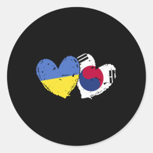 Oekraïne Zuid-Korea Hart Vlaggen Oekraïense Koreaa Ronde Sticker
