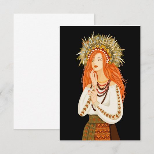 Oekraïnes meisje in een lepel. Oekraïne. Ind van O Bedankkaart (Voorkant / Achterkant)