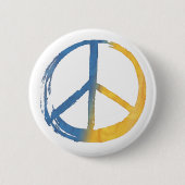 Oekraïnes - PEACE Symbool Blue Yellow Ukraine War Ronde Button 5,7 Cm (Voorkant)