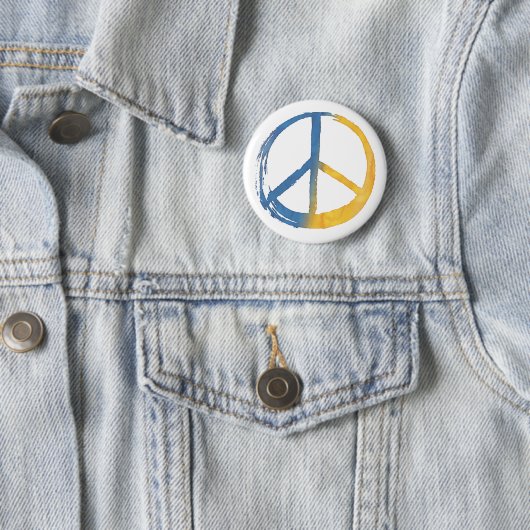 Oekraïnes - PEACE Symbool Blue Yellow Ukraine War Ronde Button 5,7 Cm (In situ)