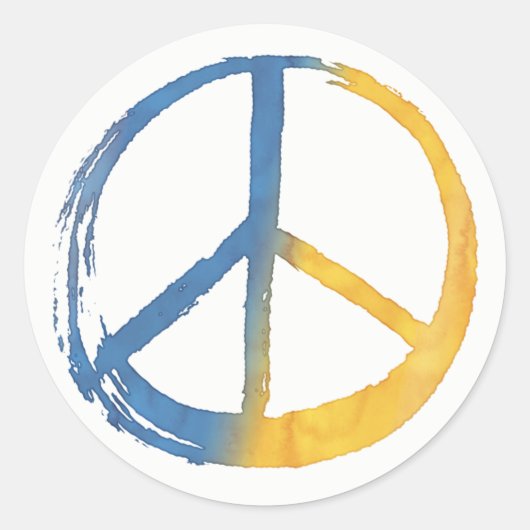 Oekraïnes - PEACE Symbool Blue Yellow Ukraine War Ronde Sticker (Voorkant)