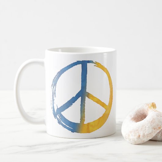 Oekraïnes symbool voor PEACE-symbool Daisy Ukraine Koffiemok (Met donut)