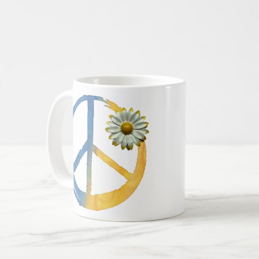 Oekraïnes symbool voor PEACE-symbool Daisy Ukraine Koffiemok (Voorkant links)