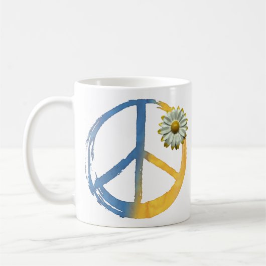 Oekraïnes symbool voor PEACE-symbool Daisy Ukraine Koffiemok (Links)