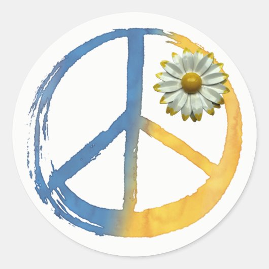 Oekraïnes symbool voor PEACE-symbool Daisy Ukraine Ronde Sticker (Voorkant)