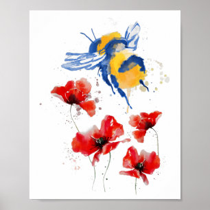 Oekrainian Hive Honey Bees Collect Pollen From Pop Poster