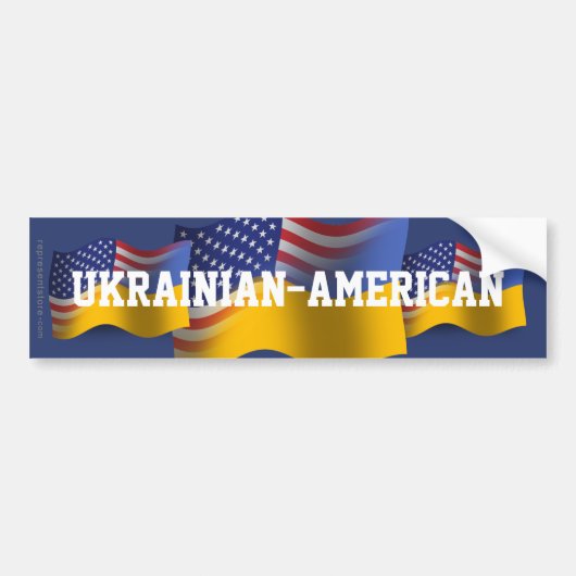Oekraïnse Amerikaanse golfvlag Bumpersticker (Voorkant)