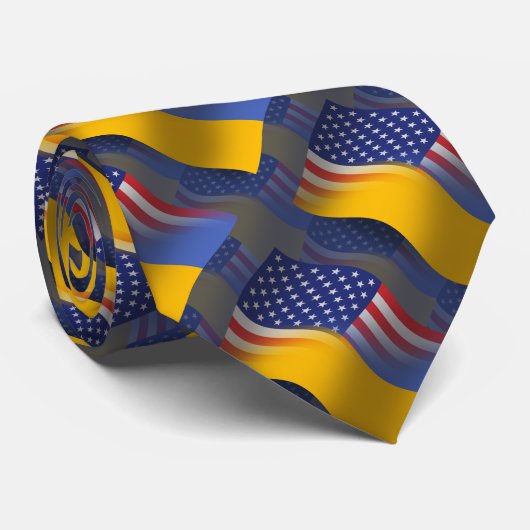 Oekraïnse Amerikaanse golfvlag Stropdas (Opgerold)