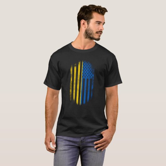 Oekraïnse Amerikaanse    vlag, Oekraïne en VS Desi T-shirt (Voorkant volledig)